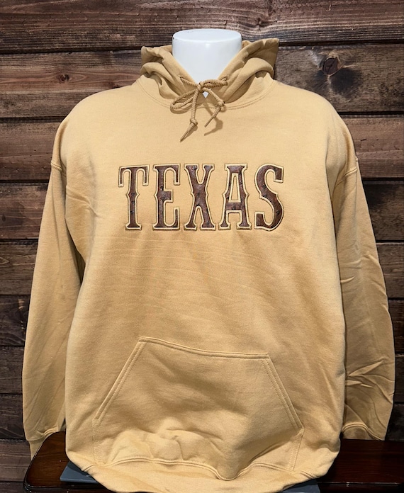 Embroidered Texas Hoodie, Texas Hoodie Faux Ostrich Skin Applique, Texas Country Hoodie Custom Made, Cowboy Hoodie, Western Hoodie.