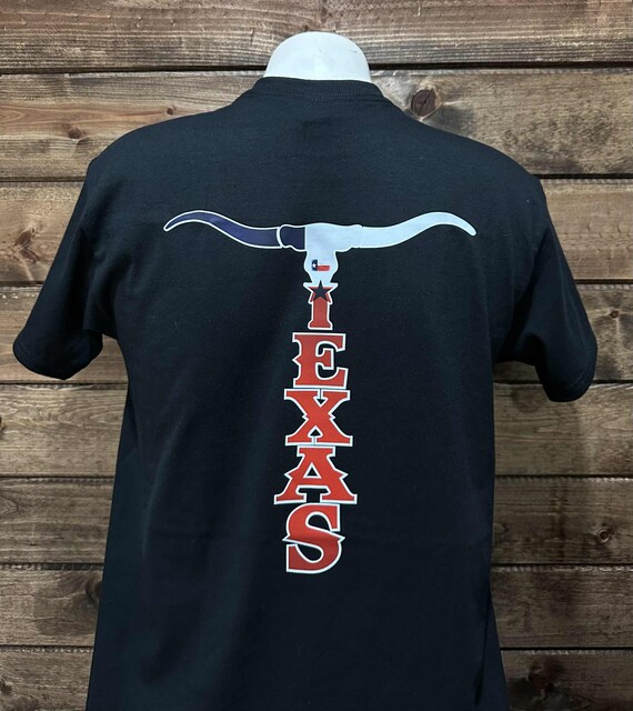 Texas T-Shirt, Texas Flag Shirt, Texas Western Shirt, Texas Flag and Longhorn T-Shirt.