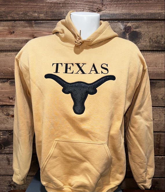 Embroidered Texas Hoodie, Texas Hoodie Black Faux Ostrich Applique, Texas Country Hoodie Custom Made, Cowboy Hoodie, Western Hoodie.