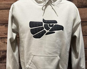 Embroidered Hecho en Mexico Hoodie, Mexico Hoodie Faux Crocodile Skin Applique, Mexico Custom Made Hoodie, Cowboy Hoodie, Western Hoodie