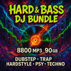 Hard & Bass DJ Music Bundle: 8800+ Tracks, Dubstep, Trap, Techno (90GB Instant Download)