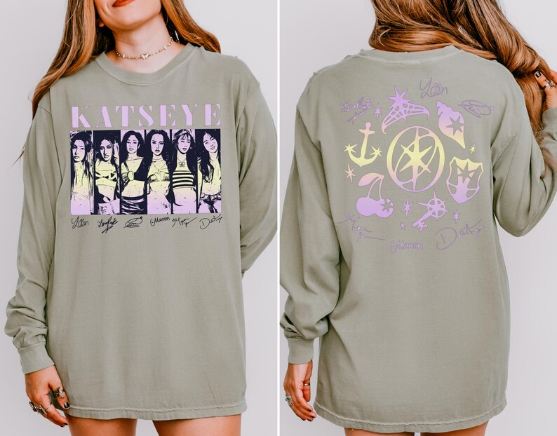 T-shirt Kpop Katseye Beautiful Chaos Tour - Manches Courtes, Jersey, Col En V - Unisexe, Style Décontracté - 3