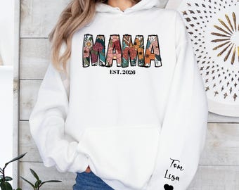 Custom Floral Mama Sweatshirt, Personalized Mom Gift