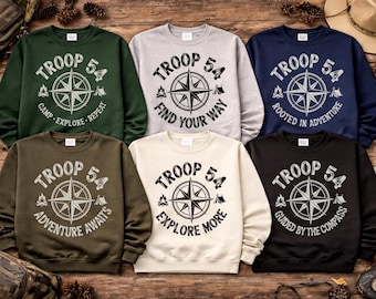 Vintage Compass Scout Troop Sweatshirt, Camping Crewneck