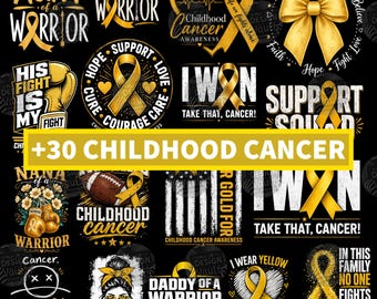 30+ Childhood Cancer Awareness PNG Bundle, Childhood Cancer Png, In September We Wear Gold Digital Download