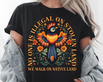 Ningún ser humano es ilegal en tierras robadas PNG, Activismo por los derechos humanos PNG, Protesta antirracista PNG, Inmigrantes nativos americanos PNG, Descarga digital