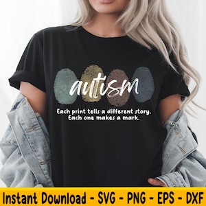 Fingerprint Autism Png Svg Dxf, Each Print Tells A Different Story Svg, Autism Awareness Month Eps, Neurodiversity Png, Colorful Print Png