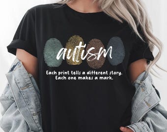 Fingerprint Autism Png Svg Dxf, Each Print Tells A Different Story Svg, Autism Awareness Month Eps, Neurodiversity Png, Colorful Print Png