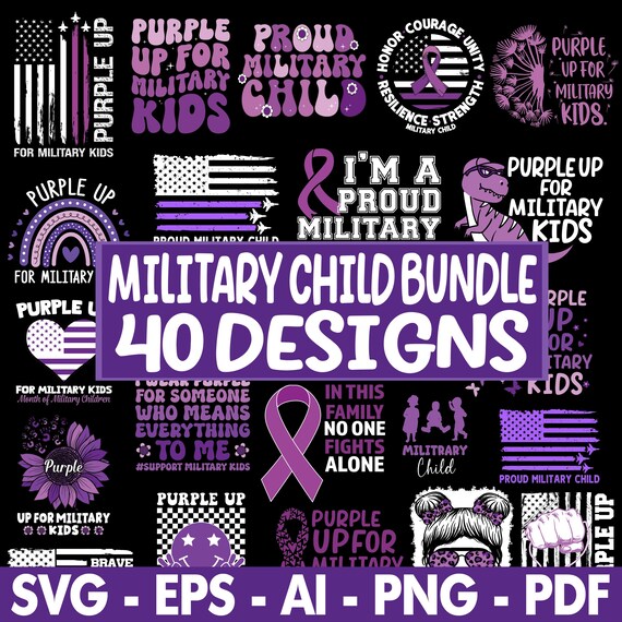 Military Child Png Svg Bundle, Military Kids Png, Purple Up Png, Month of the Military Child Png, Military Children Png, Sublimation Designs