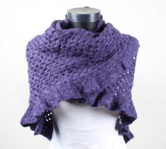 Purple Crochet Triangle Shawl | Etsy