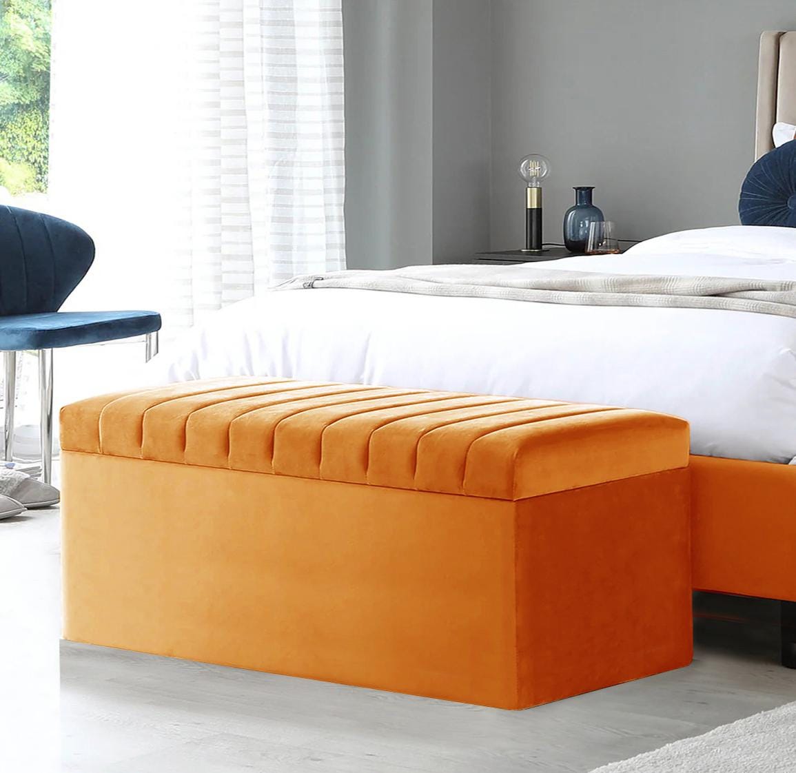 Foot Stools Velvet Ottoman Duck Egg Storage Stool Neon Ottoman