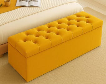 Chesterfield Velvet Storage Ottoman Box | Plush Upholstered Bench