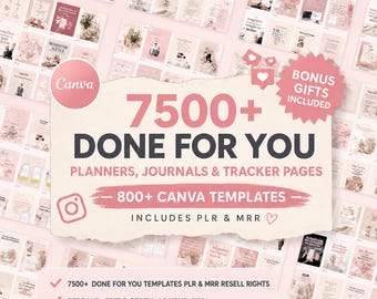 Digital Planner Bundle PLR MRR Canva Templates Editable Planners Digital Journals Etsy Seller Resources Shopify Business Resell Rights
