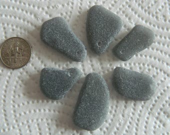 6 Top Drilled Sea Glass Pieces For Crafts /Jewellery Making, 1.5mm holes