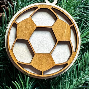 Two Layer Soccer Christmas Ornament