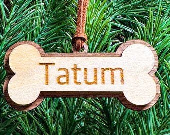 Personalized Dog Christmas Ornament – Laser Cut & Engraved Wooden Keepsake