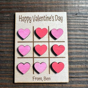 Personalized Valentine Tic Tac Toe Board, Class Valentine Gift
