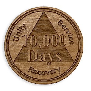 Wooden AA Sober Days Medallions, Alcoholics Anonymous Birthday Chips, 12 Step Alcoholism Recovery Tokens and Twelve Step Sober Gifts