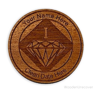 Personalized Sapele Wood NA Token, Narcotics Anonymous Birthday Chip, Recovery Medallion, Unique 12 Step Gifts from WoodenUrecover