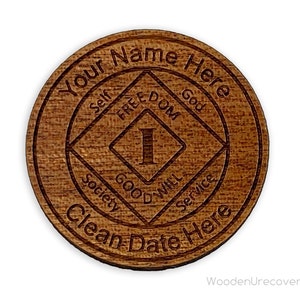 Personalized Wooden NA Birthday Chip, Narcotics Anonymous Anniversary Coin, Recovery Medallions and 12 Step NA Gifts