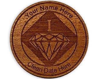 Personalized Sapele Wood NA Token, Narcotics Anonymous Birthday Chip, Recovery Medallion, Unique 12 Step Gifts from WoodenUrecover