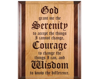 The Serenity Prayer | Custom Laser Engraved Plaque | Twelve Step Recovery Gifts from WoodenUrecover