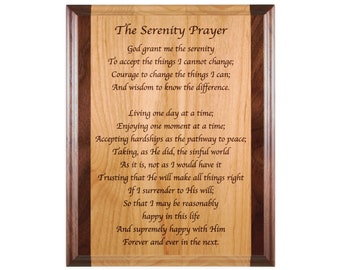 Deluxe Long Form Serenity Prayer Plaque - Custom Laser Engraved Wall Hanging - Twelve Step Recovery Gifts from WoodenUrecover
