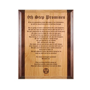The 9th Step Promises of AA Deluxe Plaque Custom Laser Engraved Wall