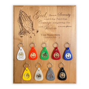 NA Multi Key Fob Display | Personalized Serenity Prayer Key Tag Display | Laser Engraved Narcotics Anonymous Birthday/Anniversary Gift