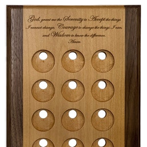 Serenity Prayer Recovery Medallion Holder, 12 Step Token Display for Alcoholics Anonymous and Narcotics Anonymous Coins, Recovery Gift