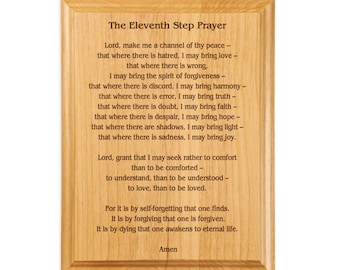 Eleventh Step Prayer Plaque - Laser Engraved Wooden Plaques - Prayer of Assisi - St. Francis from WoodenUrecover
