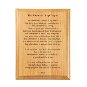 Eleventh Step Prayer Plaque - Laser Engraved Wooden Plaques - Prayer of Assisi - St. Francis from WoodenUrecover