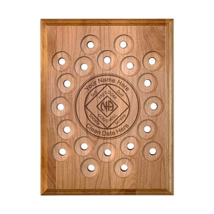 20 Space NA Medallion Holder, Personalized Narcotics Anonymous Recovery Coin Display Plaque | A perfect NA Sponsor or Sponsee Gift