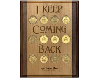 12 Step Token Display Plaque | Personalized Laser Engraved Holder for Recovery Coins