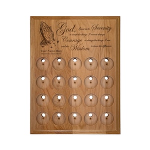 20 Space Medallion Holder, Personalized Serenity Prayer Recovery Chip Holder Display Plaque | A perfect way to display your AA or NA Coins