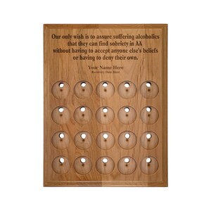 Personalized AA Coin Holder, 20 Space Secular Sobriety Medallion Display Plaque, Alcoholics Anonymous Gift