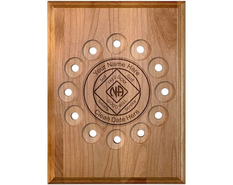 12 Space NA Medallion Holder, Personalized Recovery Chip Holder Display Plaque | Gift for Narcotics Anonymous Sponsor or Sponsee