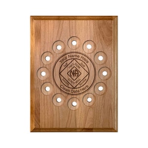 12 Space NA Medallion Holder, Personalized Recovery Chip Holder Display Plaque | Gift for Narcotics Anonymous Sponsor or Sponsee