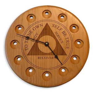 AA Medallion Holder Clock | Premium Personalized Recovery Token Display Plaque