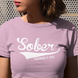 Sober T-Shirt, Personalized with your Sobriety Date, AA Recovery T-Shirt for Men and Women in Alcoholics Anonymous