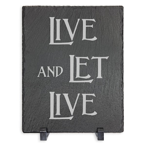 Live and Let Live Laser Engraved AA Slogan Plaque, Slate Sign with Alcoholics Anonymous 12 Step Recovery Slogans Engraved on Stone Signs