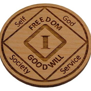 Narcotics Anonymous Anniversary Medallion, Wooden NA Birthday Token, Recovery Celebration Coins, Twelve Step Narcotics Anonymous Gifts