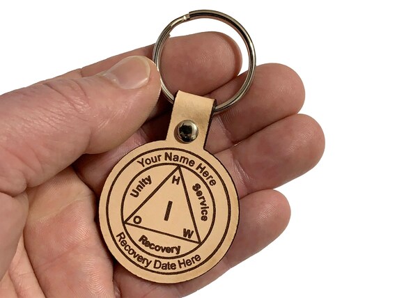 Personalized Leather AA Anniversary Key Tag, Alcoholics  display picture 2