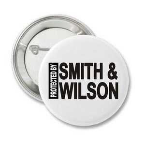 Protected By Smith & Wilson Pin-back Button | Alcoholics Anonymous Recovery Themed Gifts for Men and Women | AA Gifts, Bill Wilson, Dr. Bob