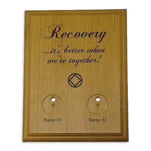 Recovery Medallion Holder, Coin Display Plaque for Couples in Narcotics Anonymous, Personalized Gifts, 12 Step NA Token Holder