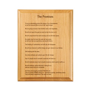 The Promises of Alcoholics Anonymous - Custom Laser Engraved Wooden ...