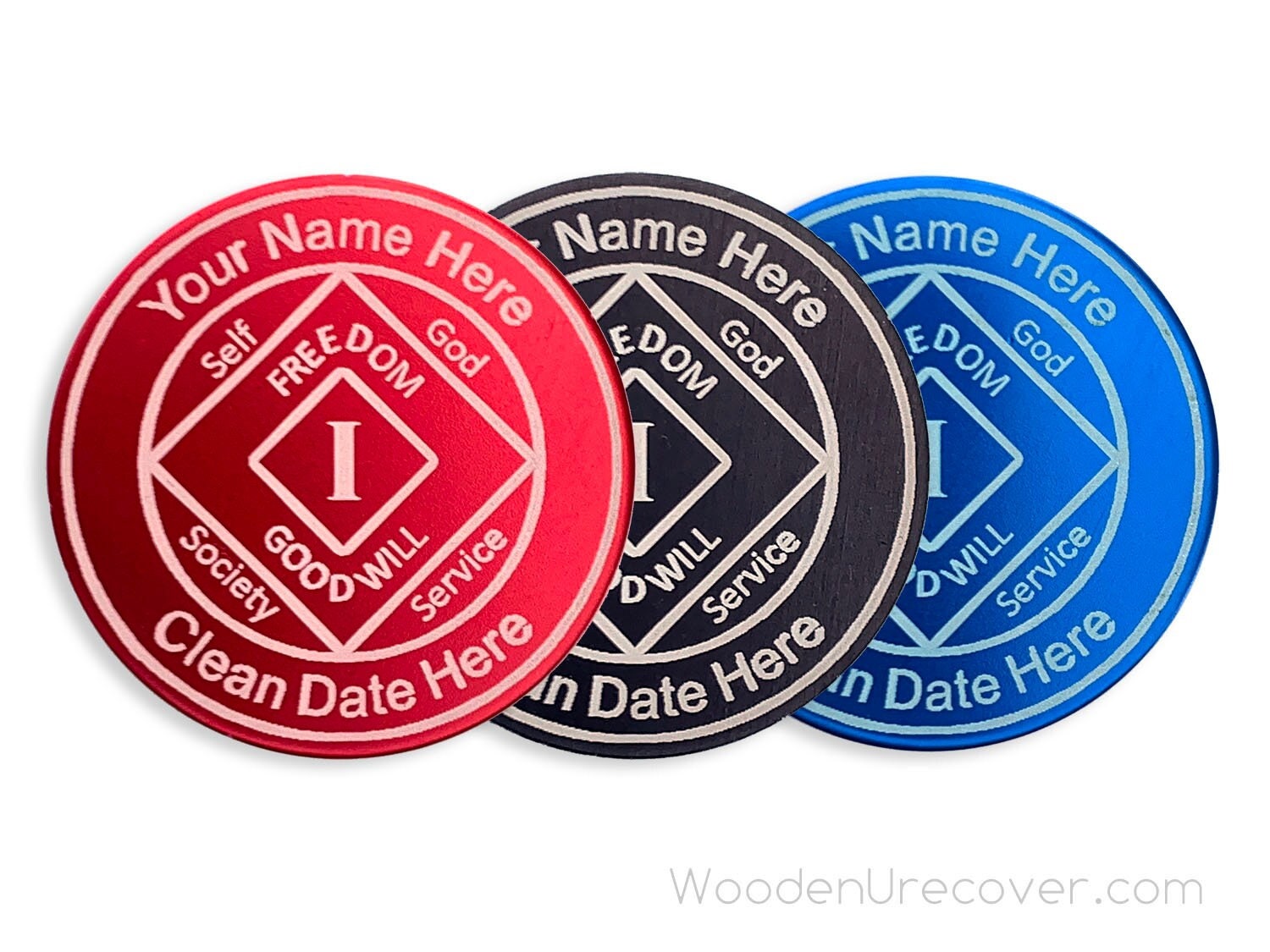 Personalized NA Anniversary Token, Anodized Aluminum Narcotics Anonymous Birthday Chip, 12 Step Recovery Gifts for Men and Women