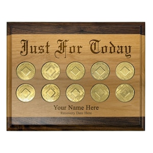 Just For Today NA 10-Token Display | Personalisierte Genesungsplakette | Narcotic Anonymous Meilenstein Geschenk | Custom NA Medaillonhalter