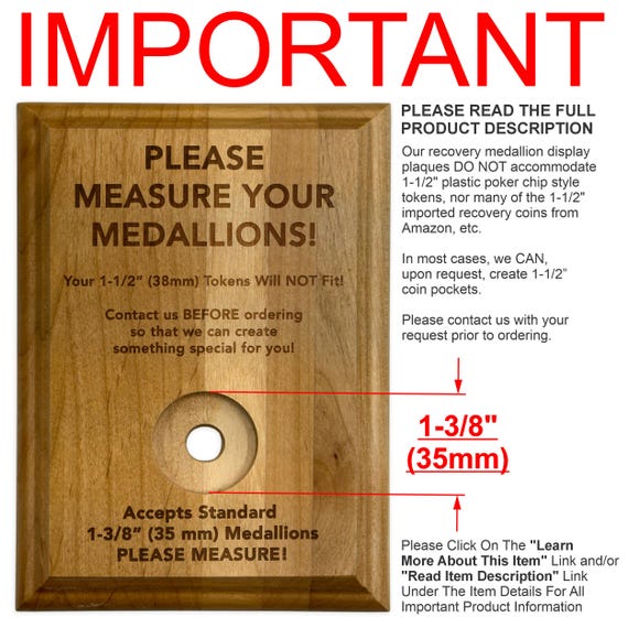 AA Medallion Holder Plaque, 25 Coin Display, Bill Wilson & Dr. Bob
