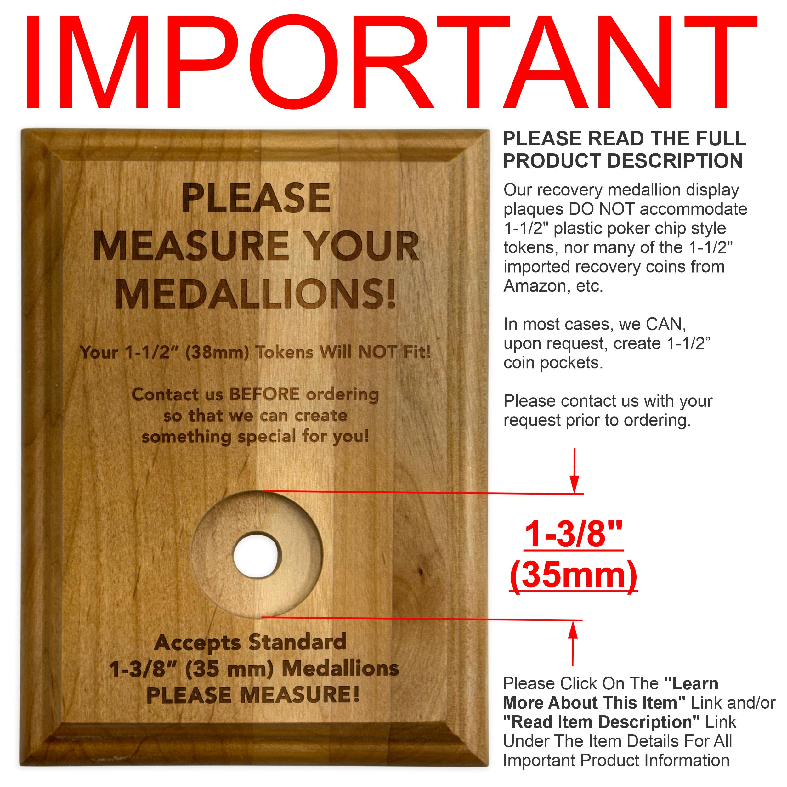AA Medallion Holder Plaque, 25 Coin Display, Bill Wilson & Dr. Bob